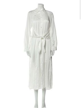 All Saints White Long Sleeve Tie-Waist Shirt Dress